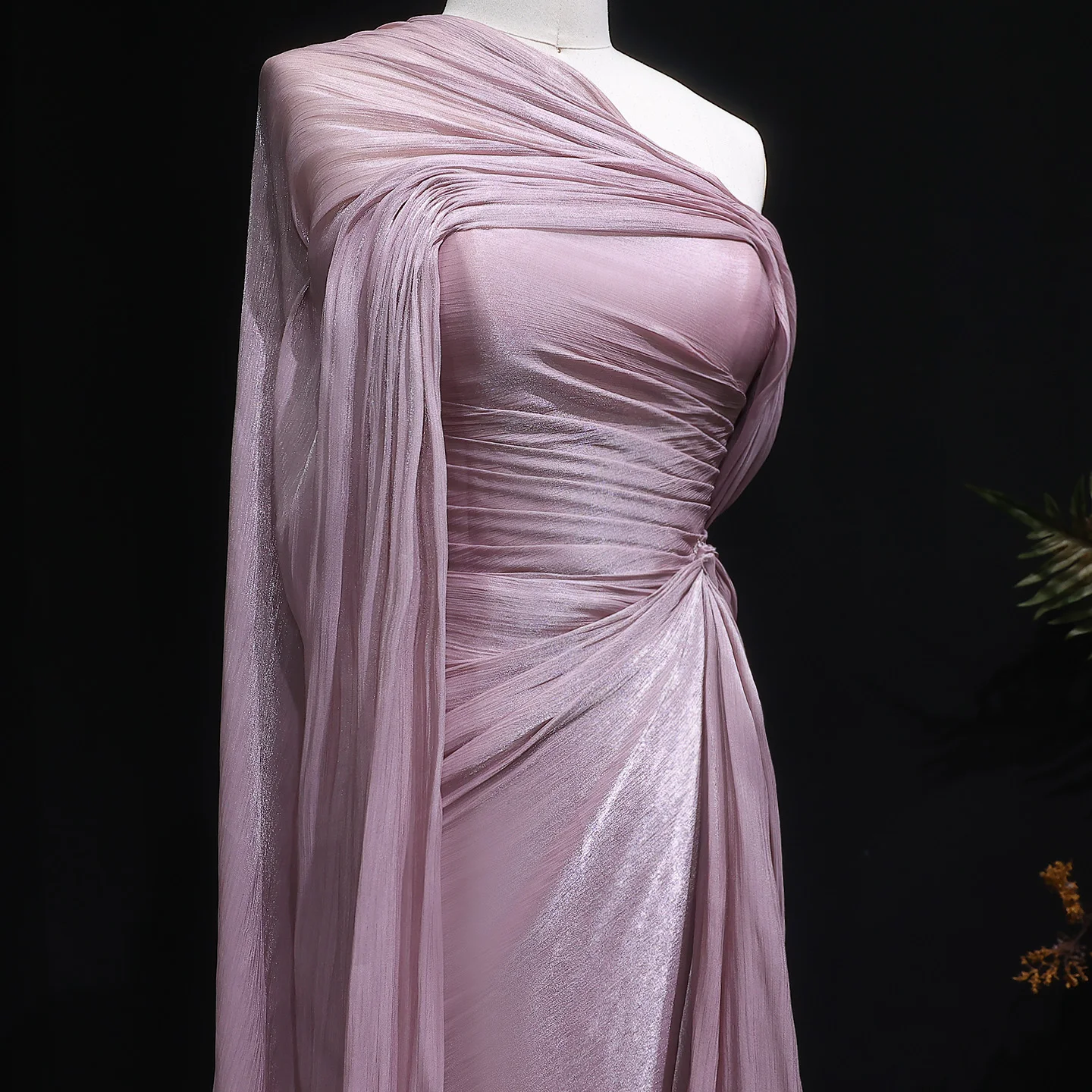 Sharon Said Elegant Lilac One-Should Dubai Evening Dress with Draped Cape Arabic for Women Wedding Dress Gown SF199 Customized image 5