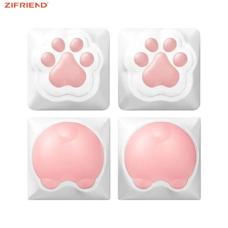 ZIFRIEND 기계식 키보드용 귀여운 고양이 발 키캡, 체리 MX 스위치, DIY 커스텀 실리콘 키캡, 장인 핑크 컬러, 4 개