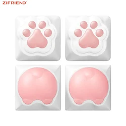 ZIFRIEND-4 piezas de teclas de Pata de Gato para teclado mecánico, tapa de silicona personalizada, Color rosa artesanal, Cherry MX Switch