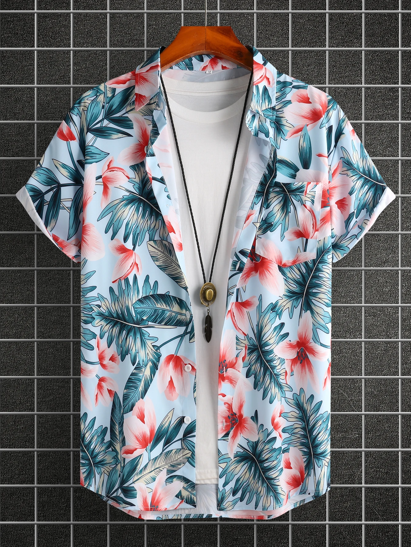 2024 Men's Fashion digital Printed short-sleeved Shirt Men's Hawaiian printed shirt