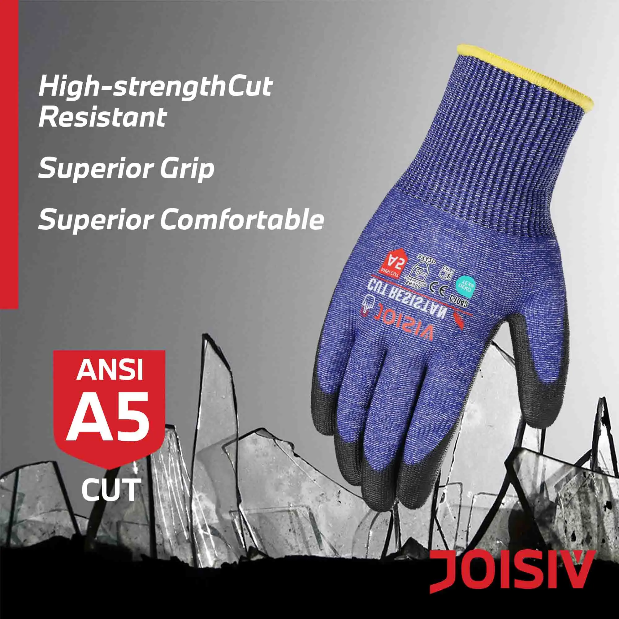 Cut Resistant Work Gloves Touchscreen Non Slip Breathable Durable For Cutting Construction Warehouse - view 3