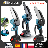 Mini Chainsaw Cordless 6 Inch/8 Inch with 21V LI-ion Battery,Powerful Electric Chainsaw Woodworking Garden borrowing Electric Tool