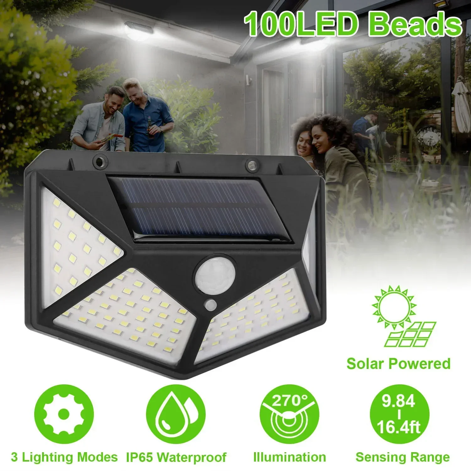 12 Pack Solar Lights Outdoor 100LED Solar Wall Lamp with Motion Sensor Security Lights for Backyard Garden Patio Street Lighting