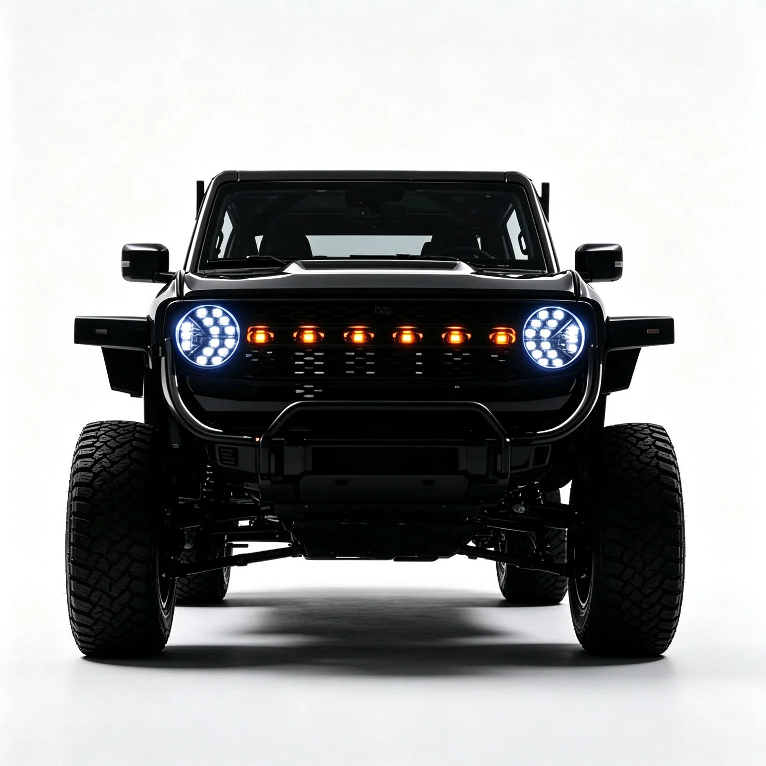 D1RC Black Hawk Titanium Alloy RC Crawler LED Light Kit Car Shell Headlights Steering LED Headlamp for Remote Control Crawlers