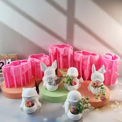 Cartoon Animals Silicone Mold for Handmade Desktop Decoration Gypsum Flowerpot Pen Case Silicone Mould Handicrafts Making Tool