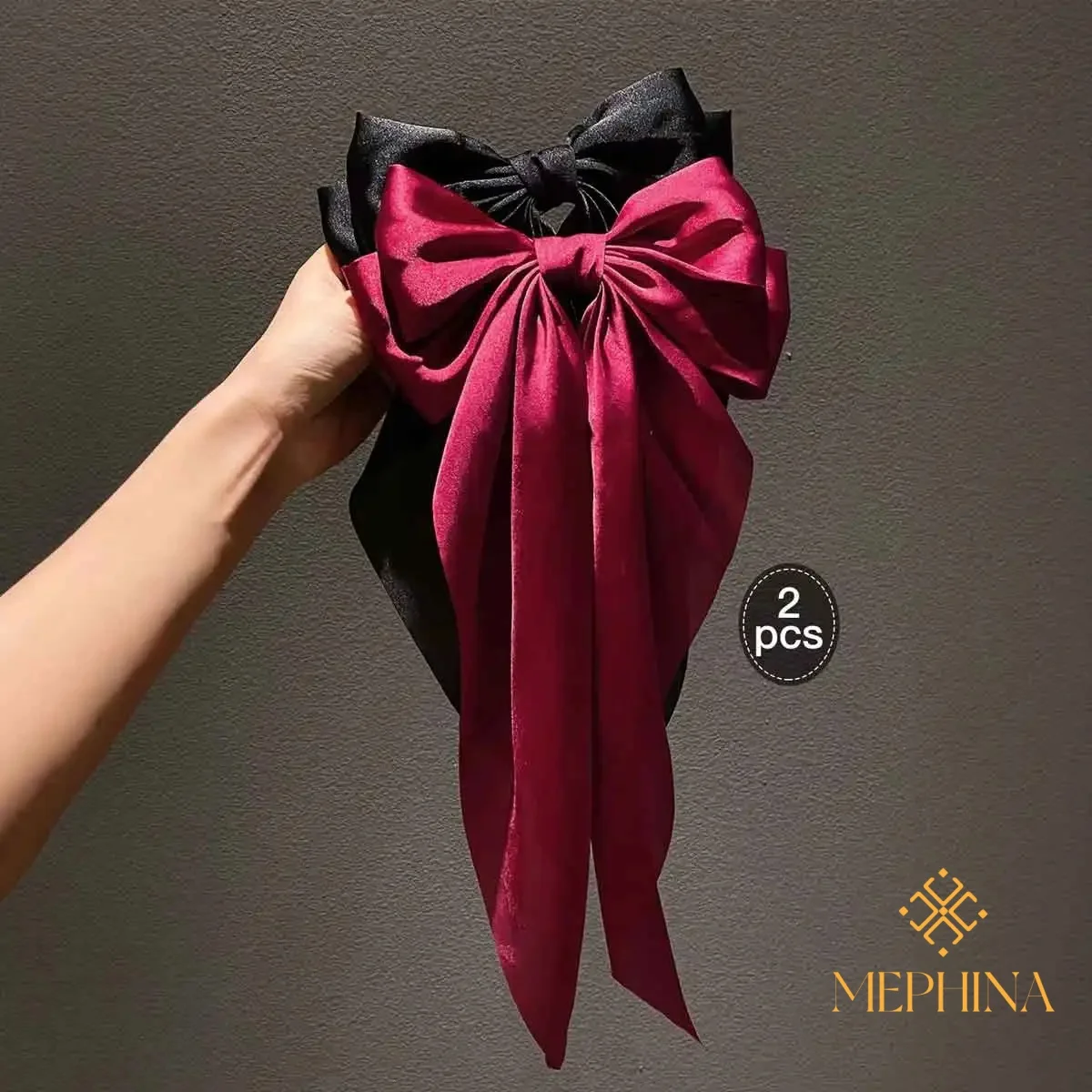 1/2pcs Big Bow Ribbon Hairpin Elegant Large Satin Bow Hair Clipwomen Girl Black Red Spring Clip Hair Pinretro Headband