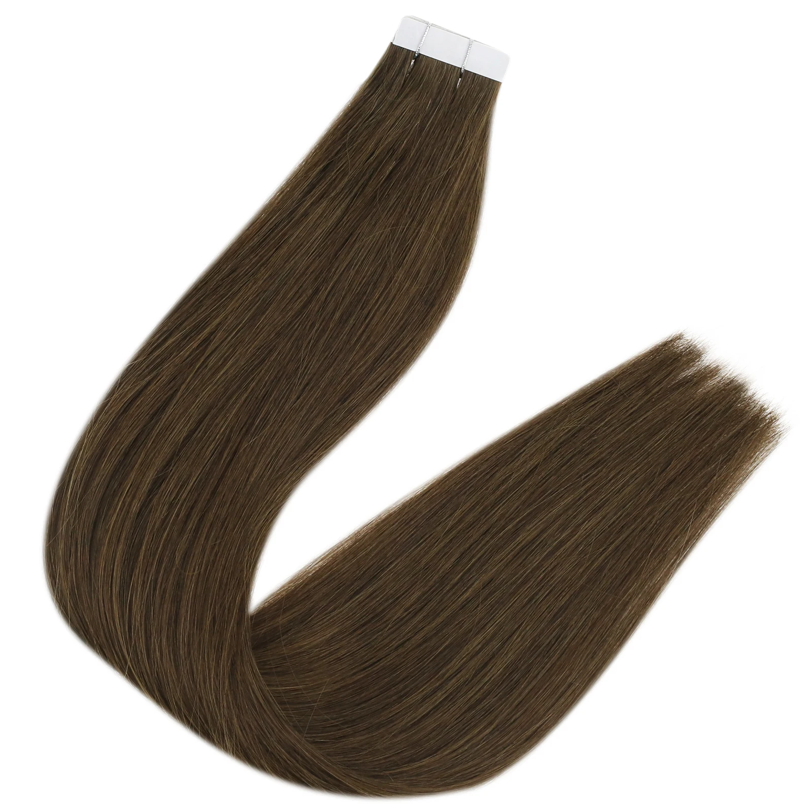 

Накладные волосы Full Shine Tape in, 100% натуральные волосы Реми, темно-коричневые, 12-24 дюйма, невидимые, прямые