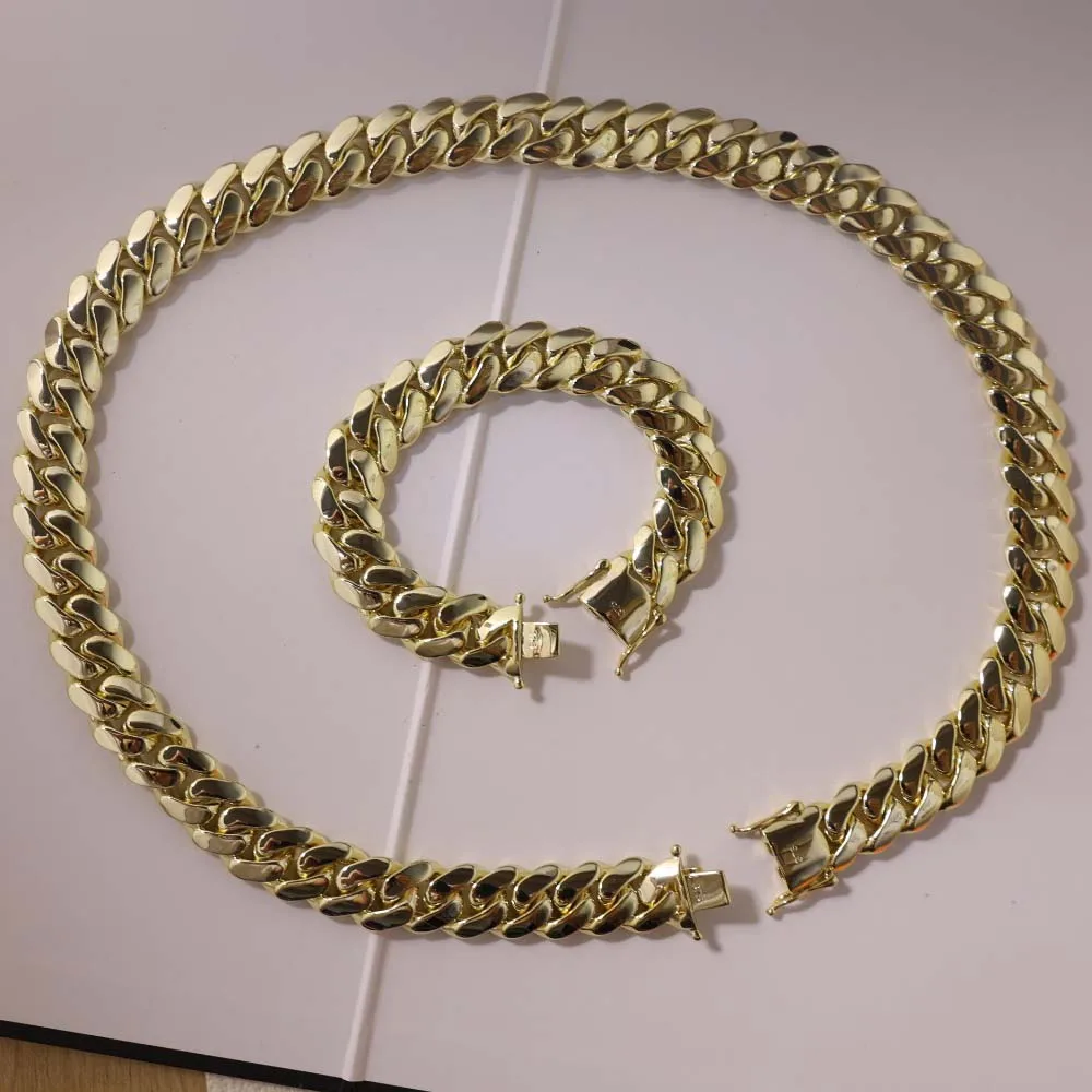 

Fashion luxury hip hop jewelry custom gold plated silver brass heavy Miami Cuban link chain necklace for men