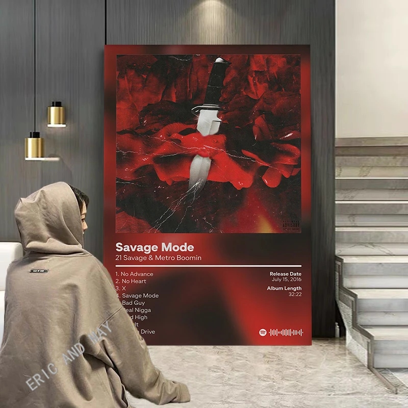 غلاف ألبوم موسيقى البوب الراب ، ملصق الفنان 21 المتوحش ، مغني الراب الجمالي ، موسيقى الهيب هوب ، فن قماش بدون تحذير ، ديكور جدار غرفة المنزل #5