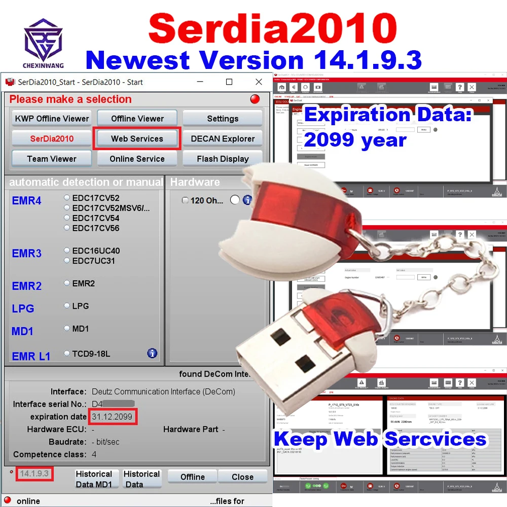 

Newest Deutz Serdia2010 14.1.9.3 SerDia 2010 6 Level Class 4 License Update to 2099 For ECU Read Write EMR4 EMR3 EMR2 MD1