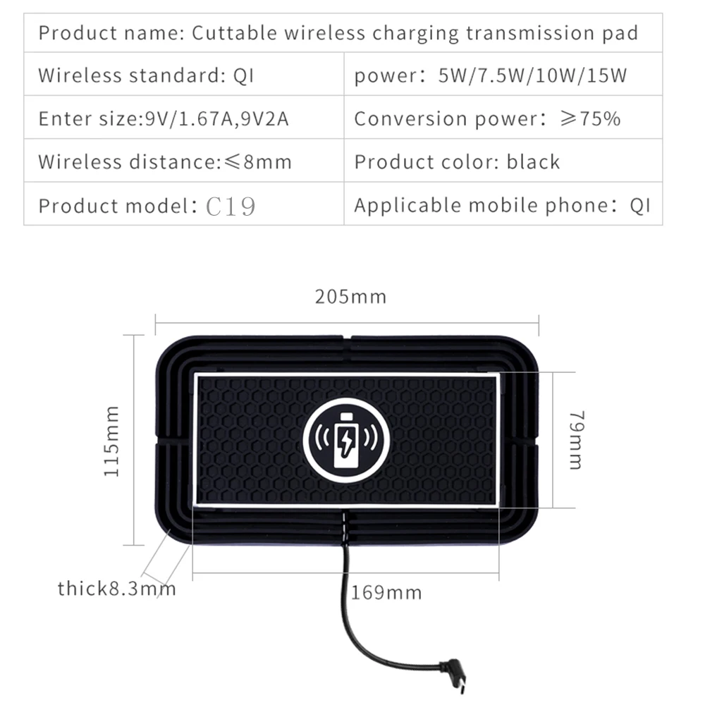 Kabelloses Auto-Ladegerät Silikon-Antirutschmatte für iPhone 18 17 16 15 14 Samsung S24 S23 Xiaomi Auto-Handy-Schnelllade-Induktionsmatte – Detail 7