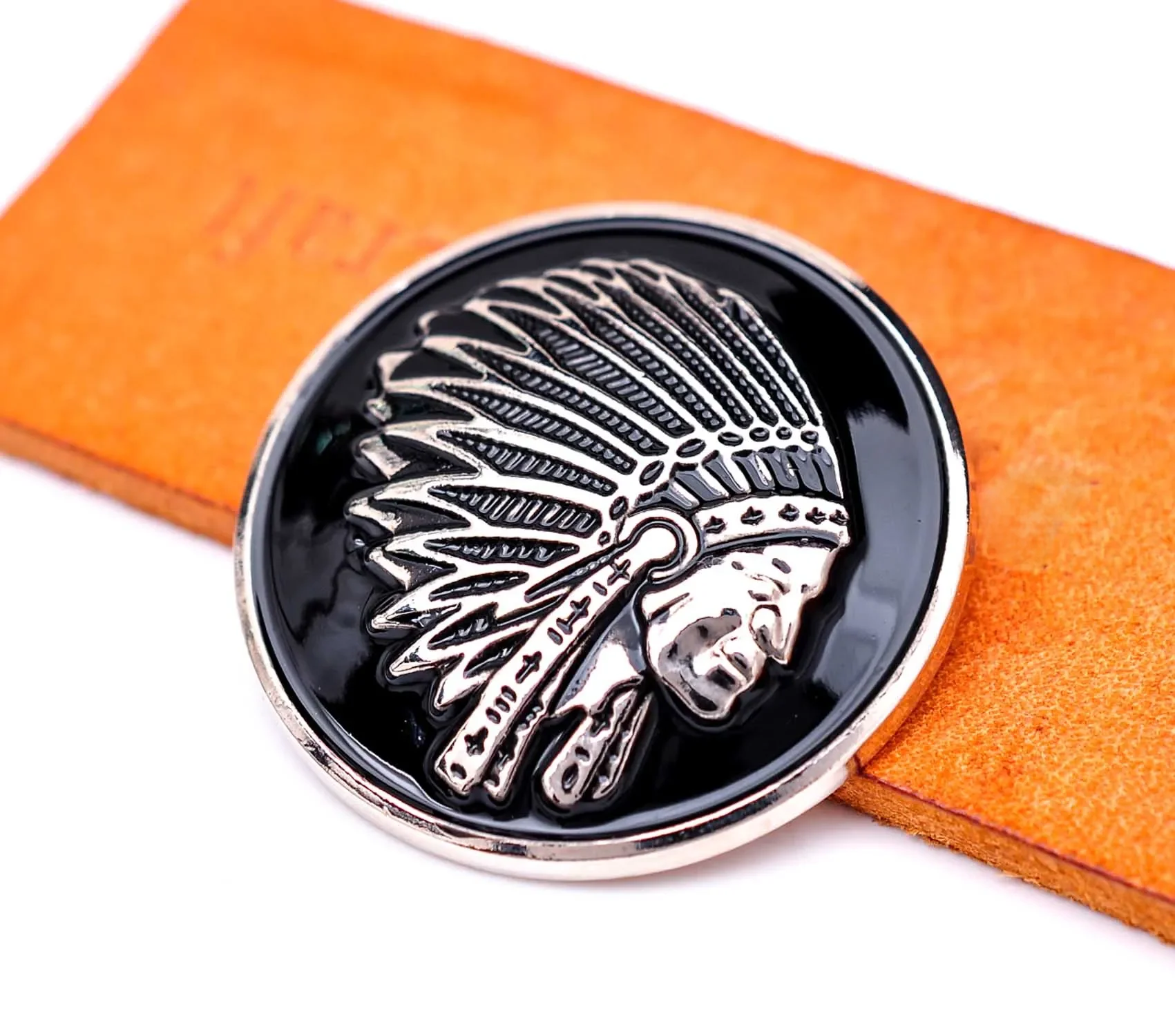 10X BLING SREBRNY CZARNY POŁUDNIOWO-WESTYNY INDYJSKA GŁOWA SKÓRZANA SIODEŁKO PAS CONCHOS ŚRUBOWANY — zdjęcie 2