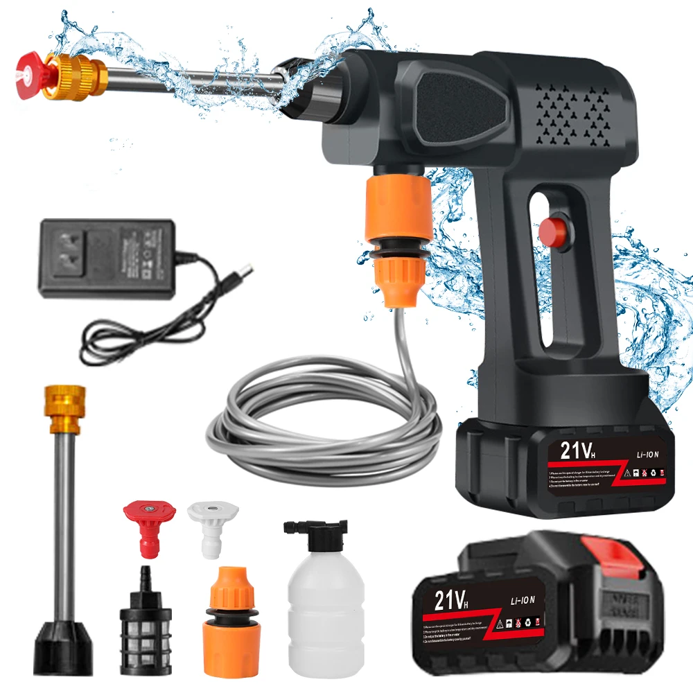 36BAR Cordless High Pressure Car Wash Washer Gun Foam Generator Water Gun Spray Cleaner Car Washing Machine With 21V Batteries