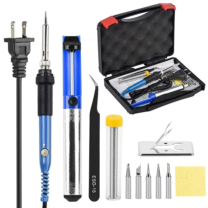 

JCD 908 soldering iron kits Adjustable Temperature Hand Solder welding tools 60W 220V soldering tips wire Desoldering Pump Kit