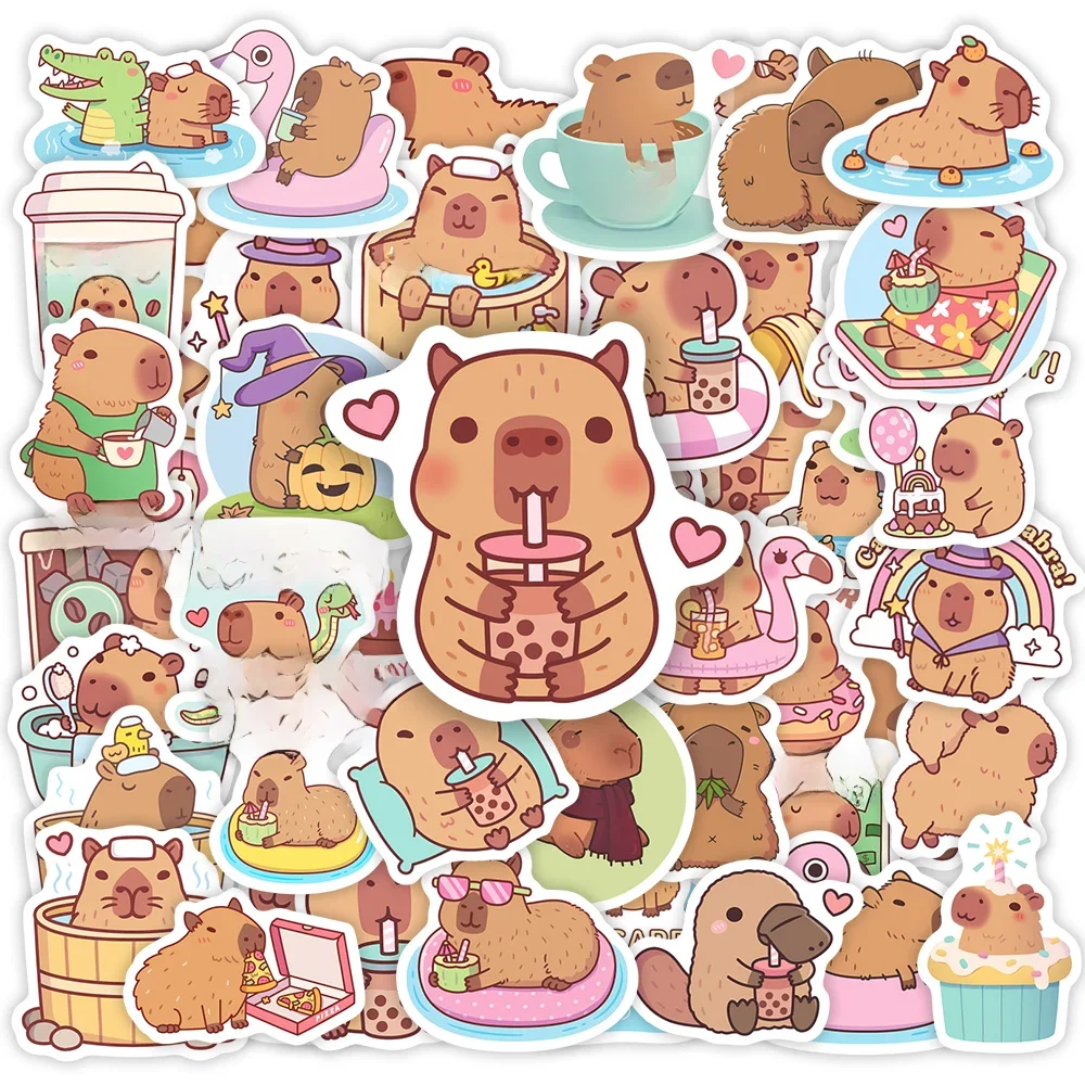 Autocollants cochon d'inde Kawaii, dessin animé drôle pour enfants, Animal de compagnie mignon, croquis, cadeau pour téléphone portable, Scrapbooking, étanche