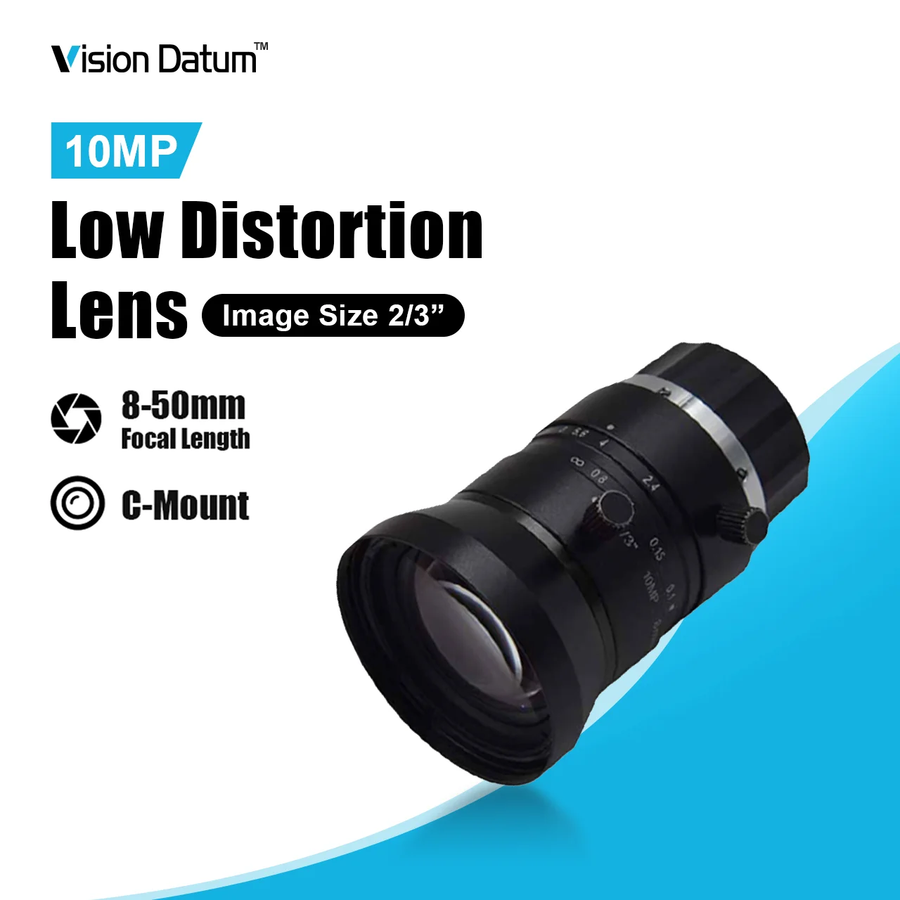 

Icentral 10 мегапикселей 2/3 "2,4 мкм Размер изображения 11 мм Промышленная линза с низким уровнем искажений Объектив с широким углом обзора