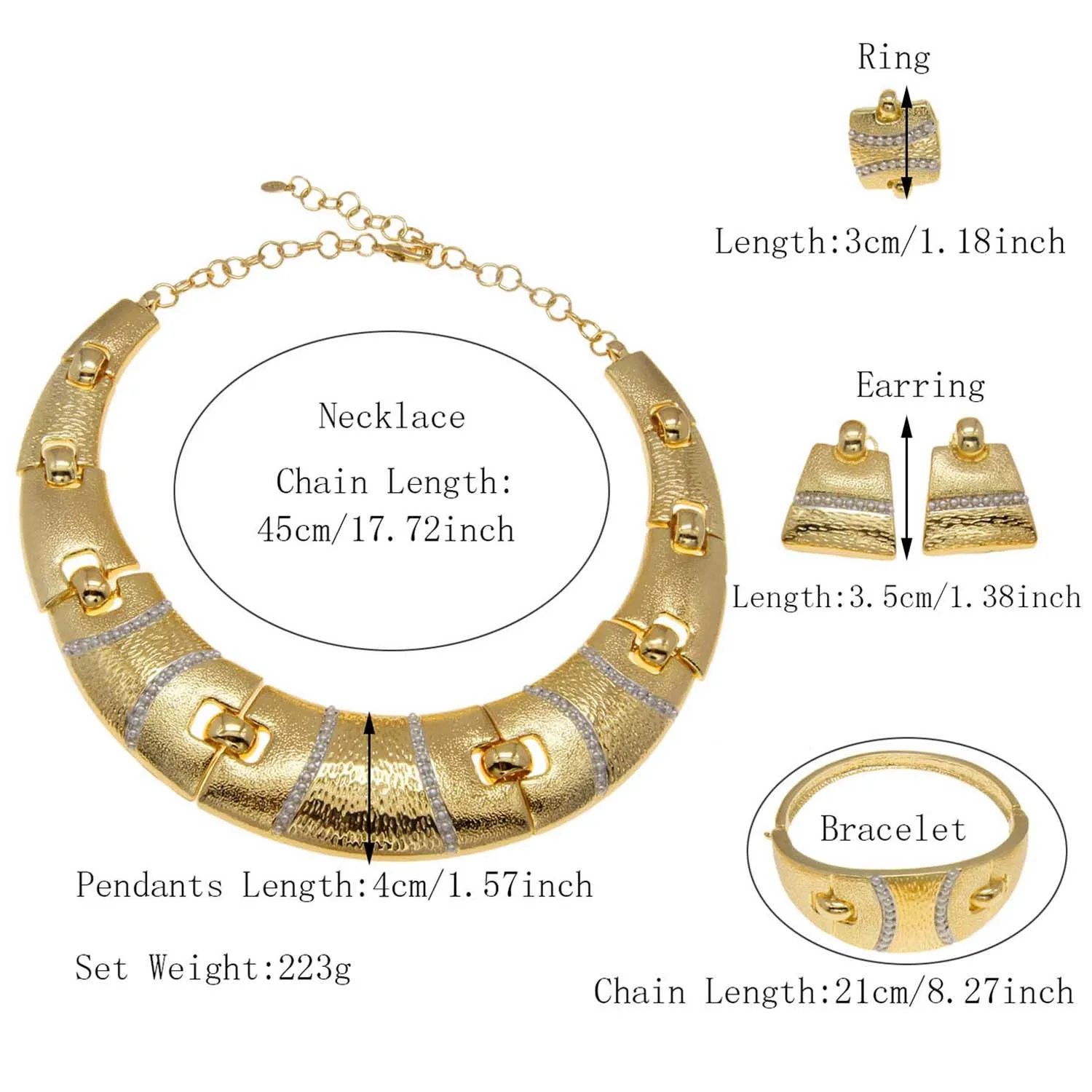 Newest Italian Gold Plated Jewelry Set Dubai Gold Colou High Quality Ladies Necklace Banquet Wedding Jewelry