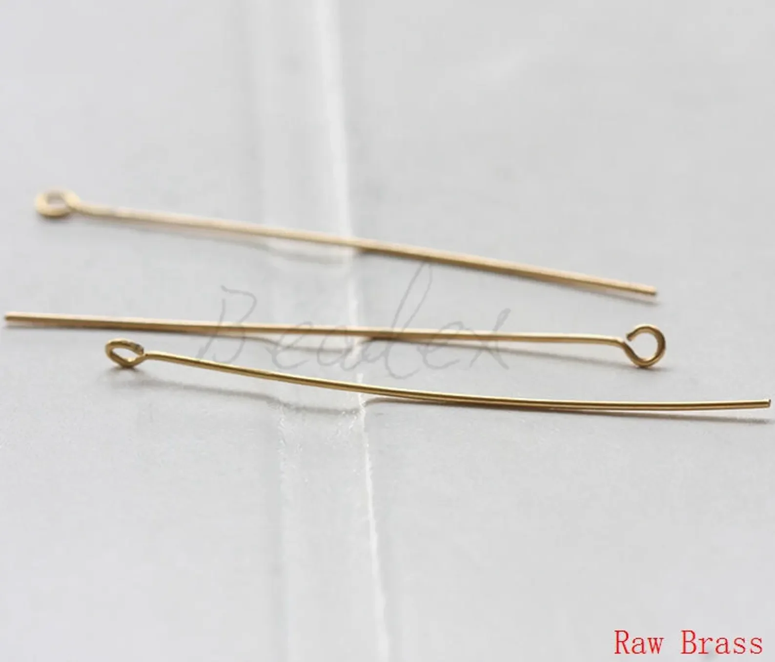 DIY Supply-100 Pieces Raw Brass Finding Eye Pin - Brass Base - 50x0.7mm (3567C-V-21)