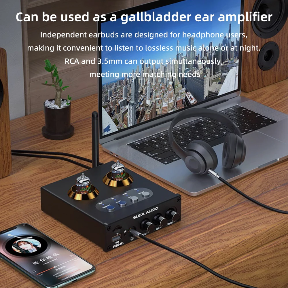 Suka-Mini مكبر صوت أنبوب بلوتوث HiFi ، مكبر صوت سماعة الرأس ، NE5532 ، قرص U ، RCA ، مدخل USB ، جهاز تحكم عن بعد ، 6K4 ، M1