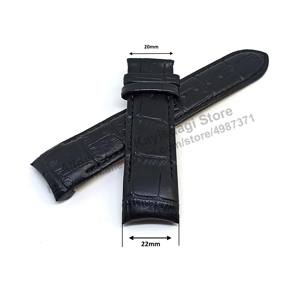 

Fits/For Tissot 1853 Couturier T035407 , T035410 , T035428 , T035446 - 22mm Black Leather Curved Replacement Watch Band Strap