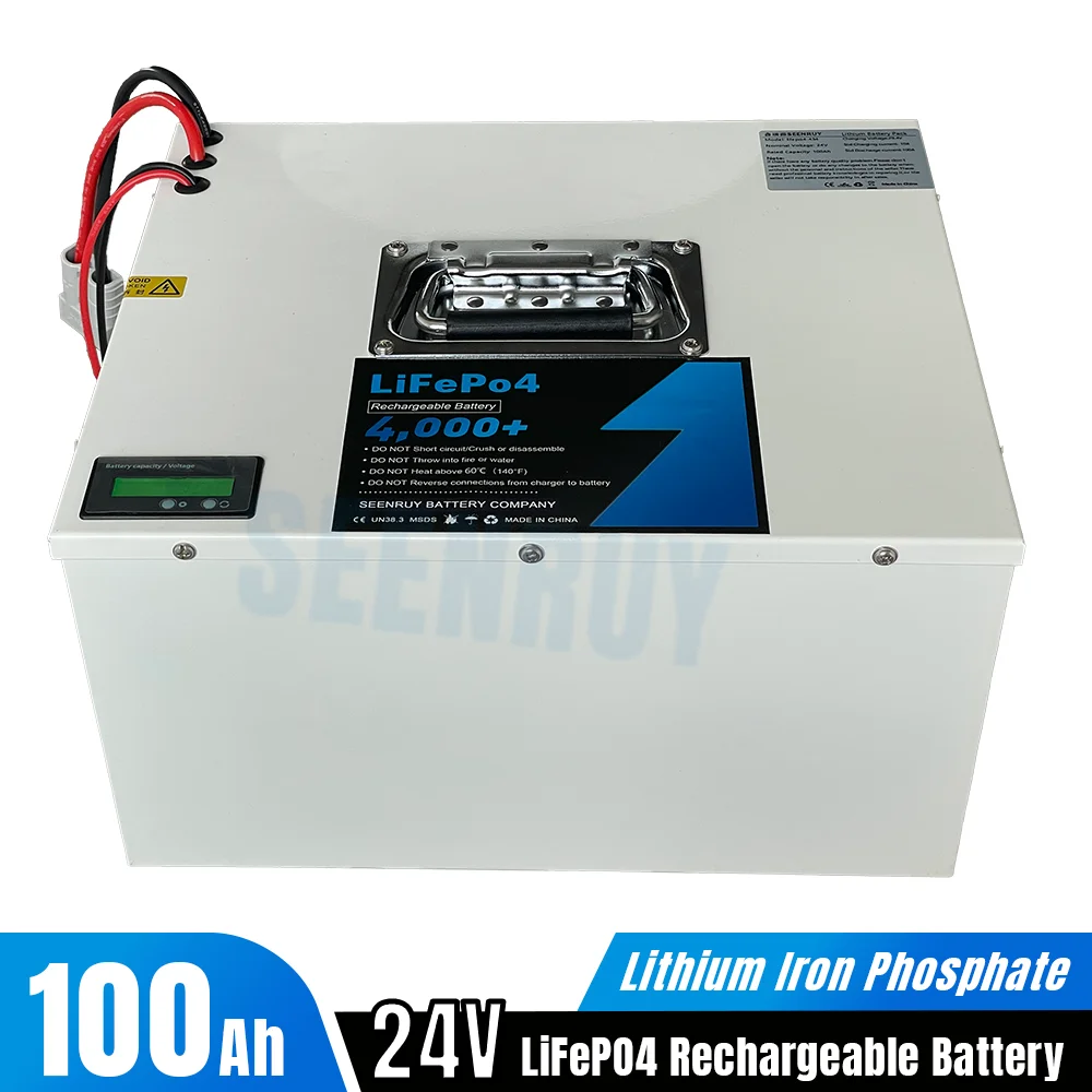 24V 100Ah LiFePO4 Battery Lithium Iron Phosphate Built-in BMS Optional Bluetooth for AGV Robot Solar Energy RV Floor Washer