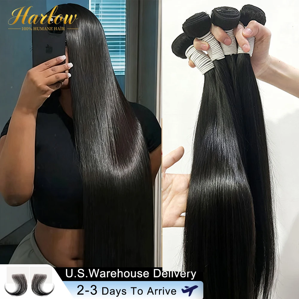 16A paquets de cheveux humains droits 100% paquets de cheveux humains bruts 30 40 pouces Extension de cheveux humains vierges non transformés de qualité supérieure