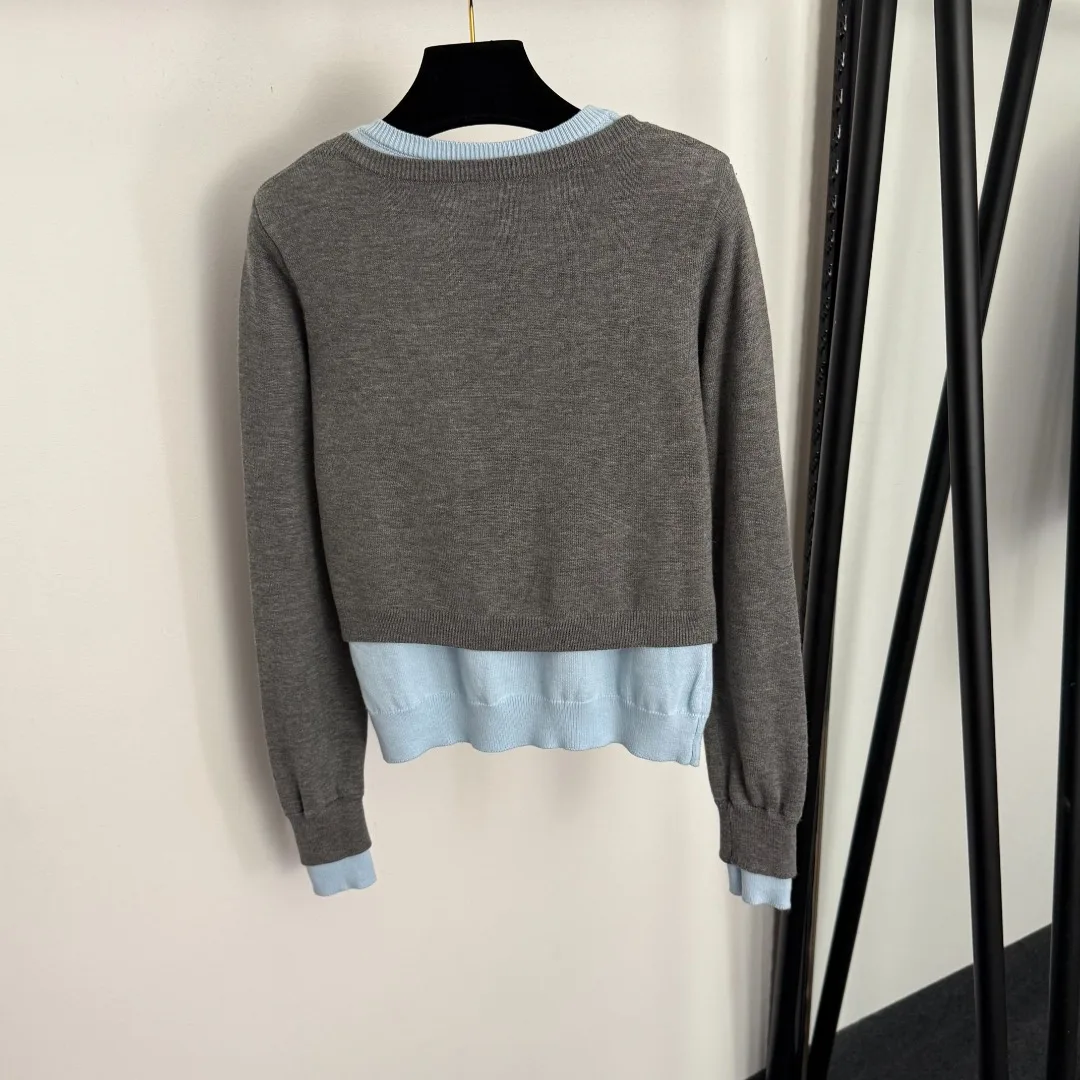 

Осень/зима 2022, модный женский базовый слой, вышитый искусственный двухсекционный слой ​ ​ Вязаный кардиган с длинными рукавами