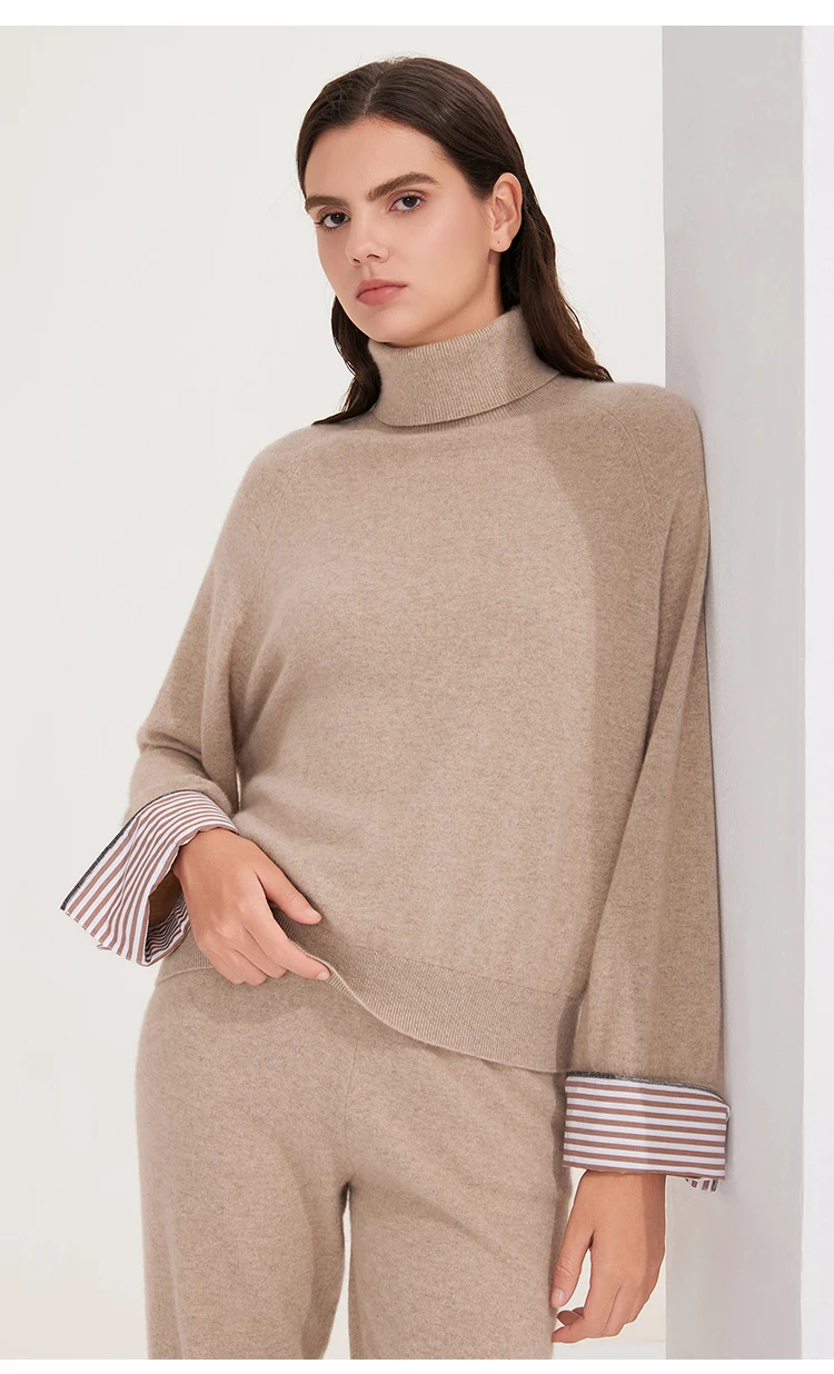 BY4521295 Damen 100% Kaschmir-Strickpullover, Premium Kaschmir-Pullover mit Lockerer Passform, Weich, Warm, Luxuriös, Elegant für den Winter – Detail 3