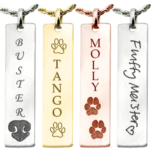 Custom Engraved Pet Pattern Rope Chain Pendant Necklace Stainless Steel Vertical Personalized Name Necklace Gift for Pet Friend