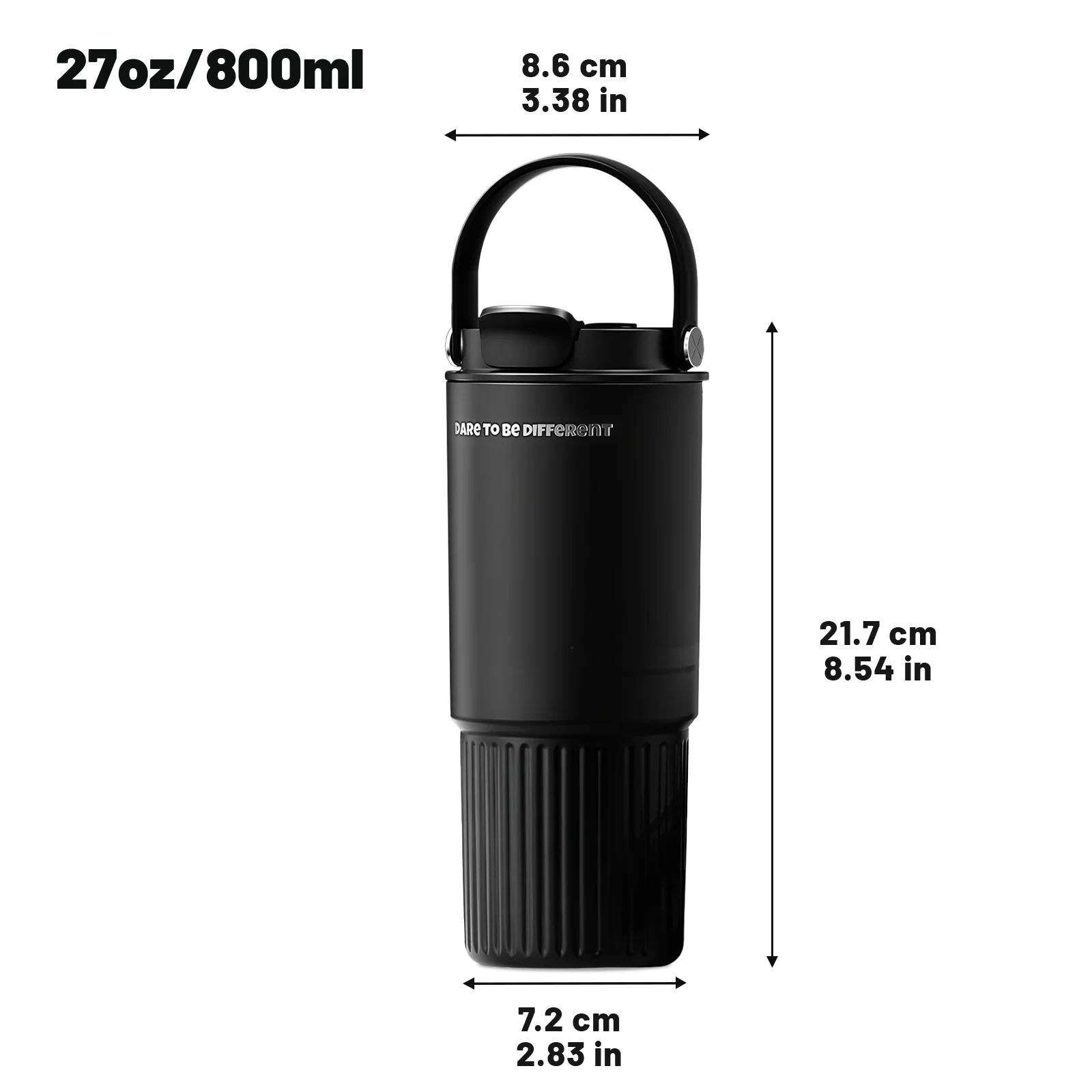 800ml/27oz Reusable Tumbler Stainless Steel Vacuum Insulated Water Bottle For Home, Office, Car Leak Resistant Flip Cap Keeps Dr