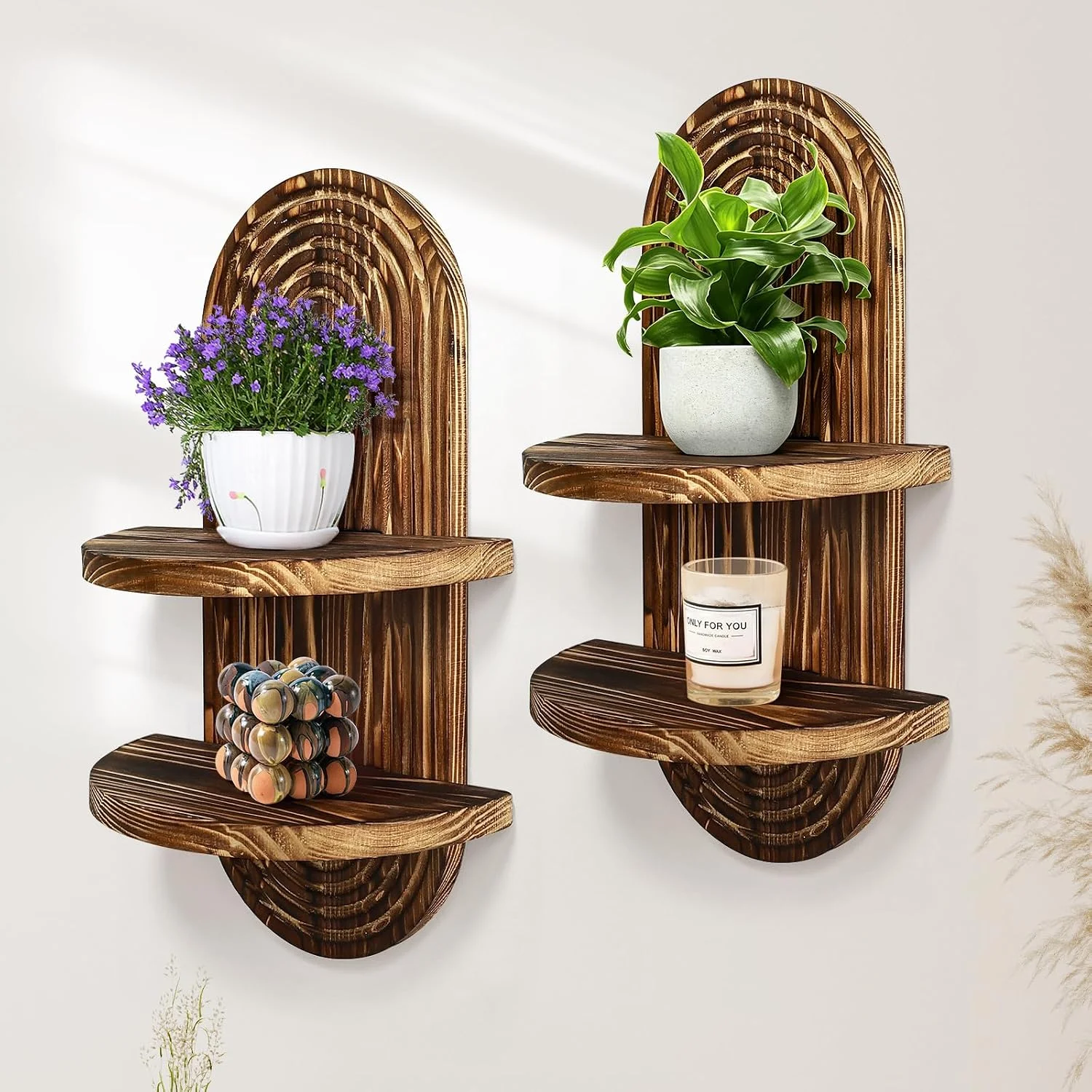 Kitchen Uncle - Ahşap Yüzer Raflar, Çok Fonksiyonlu Duvara