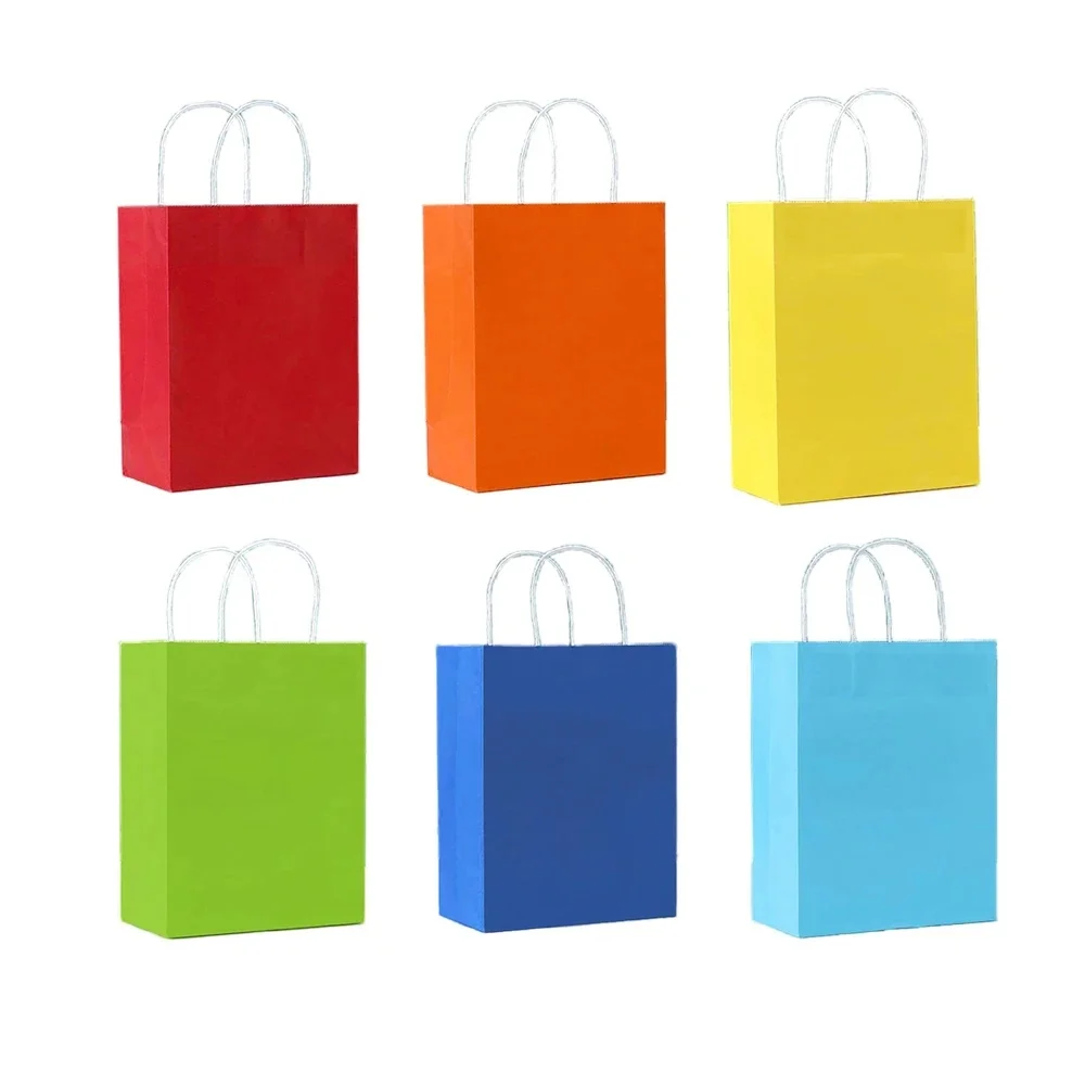 10 kleuren snoep kleurrijke cadeauzakje blauw roze wit rood geel met handvat papieren cadeauzakje verjaardag bruiloft feestdecoratie
