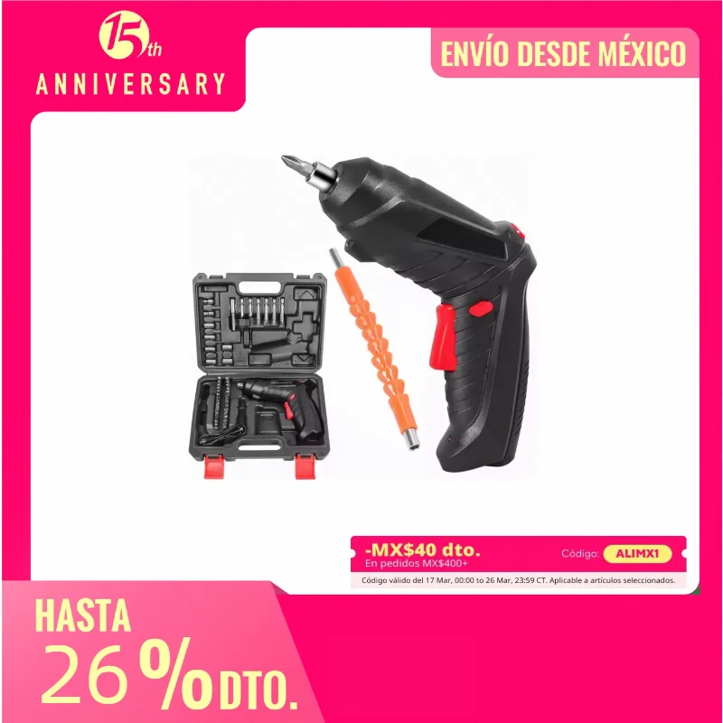 Wiederauf ladbarer elektrischer Schrauben dreher Set 47 Stück Mini-Bohrmaschine