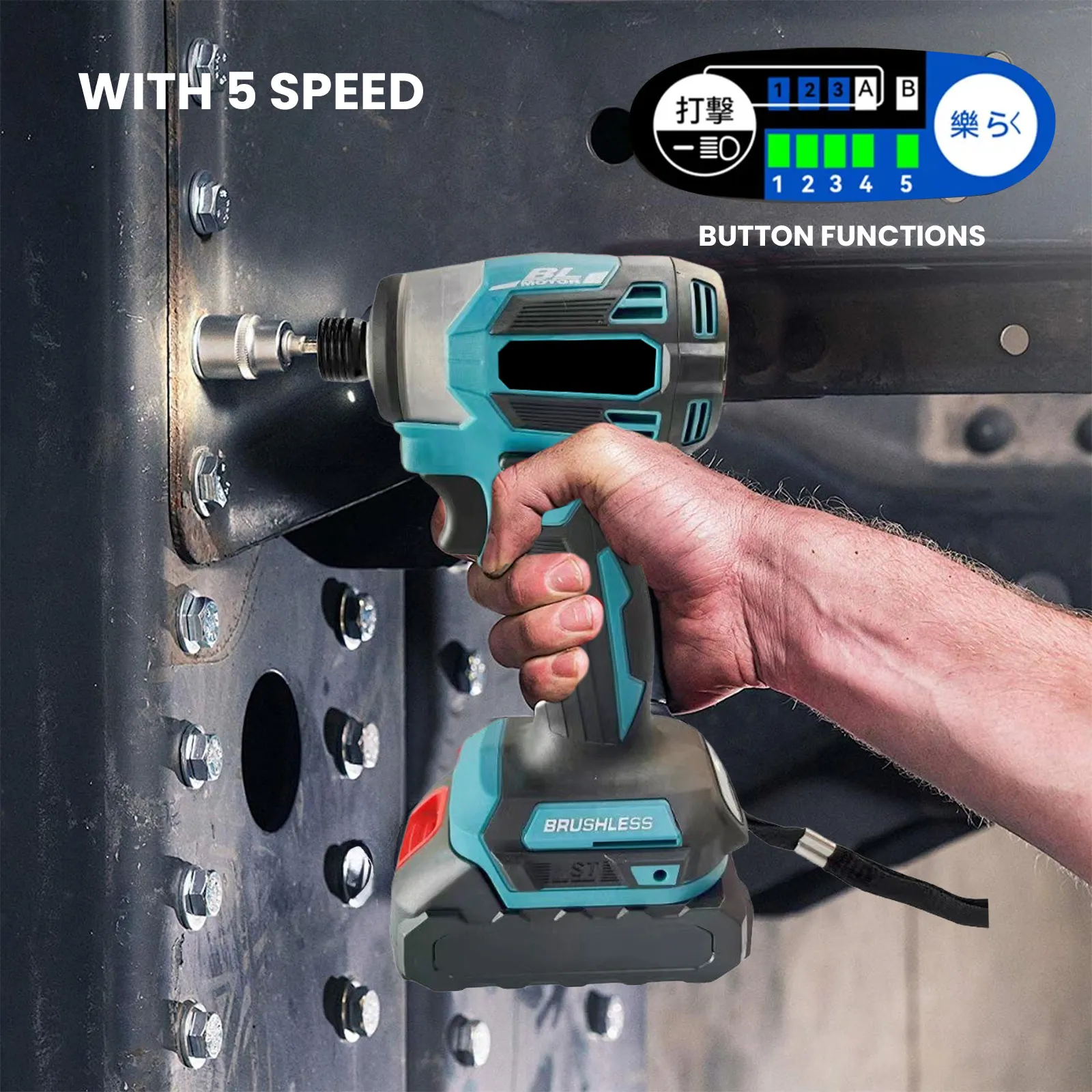 600N.m مفك كهربائي بدون فرش 5 سرعات اللاسلكي شنيور يعمل بالبطارية عدة الحفر أدوات كهربائية لبطارية ماكيتا 18 فولت