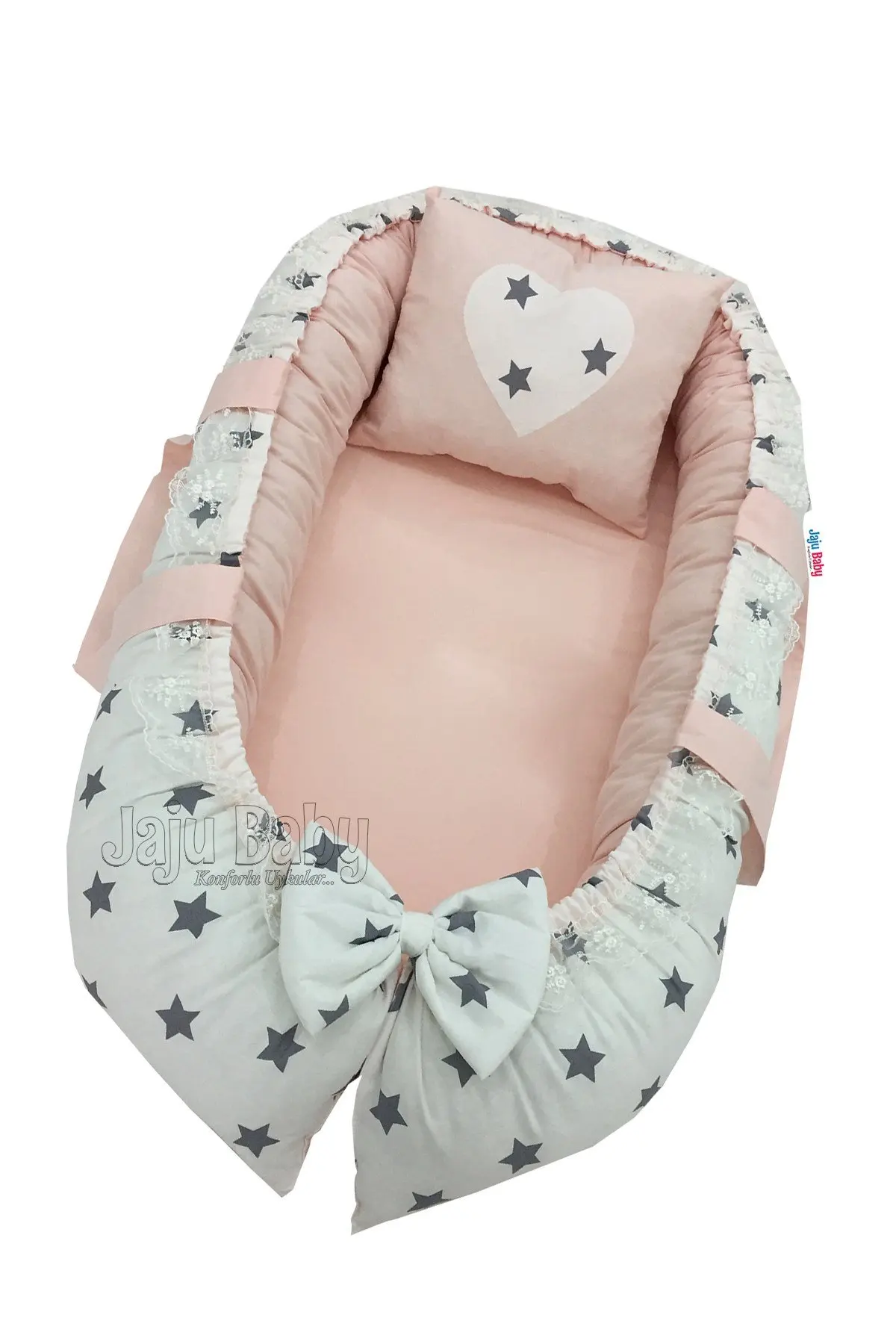 

Handmade White Floor Gray Star Luxury Orthopedic Babynest Baby Nursery