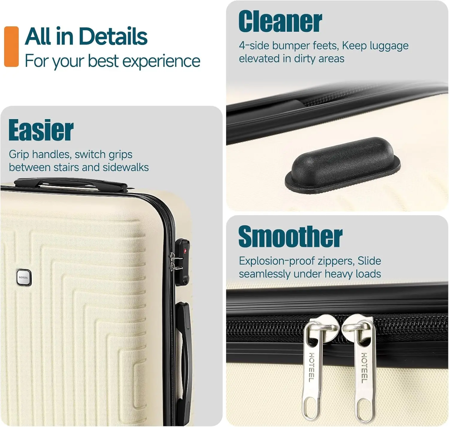 3 قطعة مجموعة الأمتعة هارد شل حقائب السفر التعبئة مربع مع عجلة TSA المعتمدة قفل وحمل على حقيبة غسل حقيبة السفر دعوى