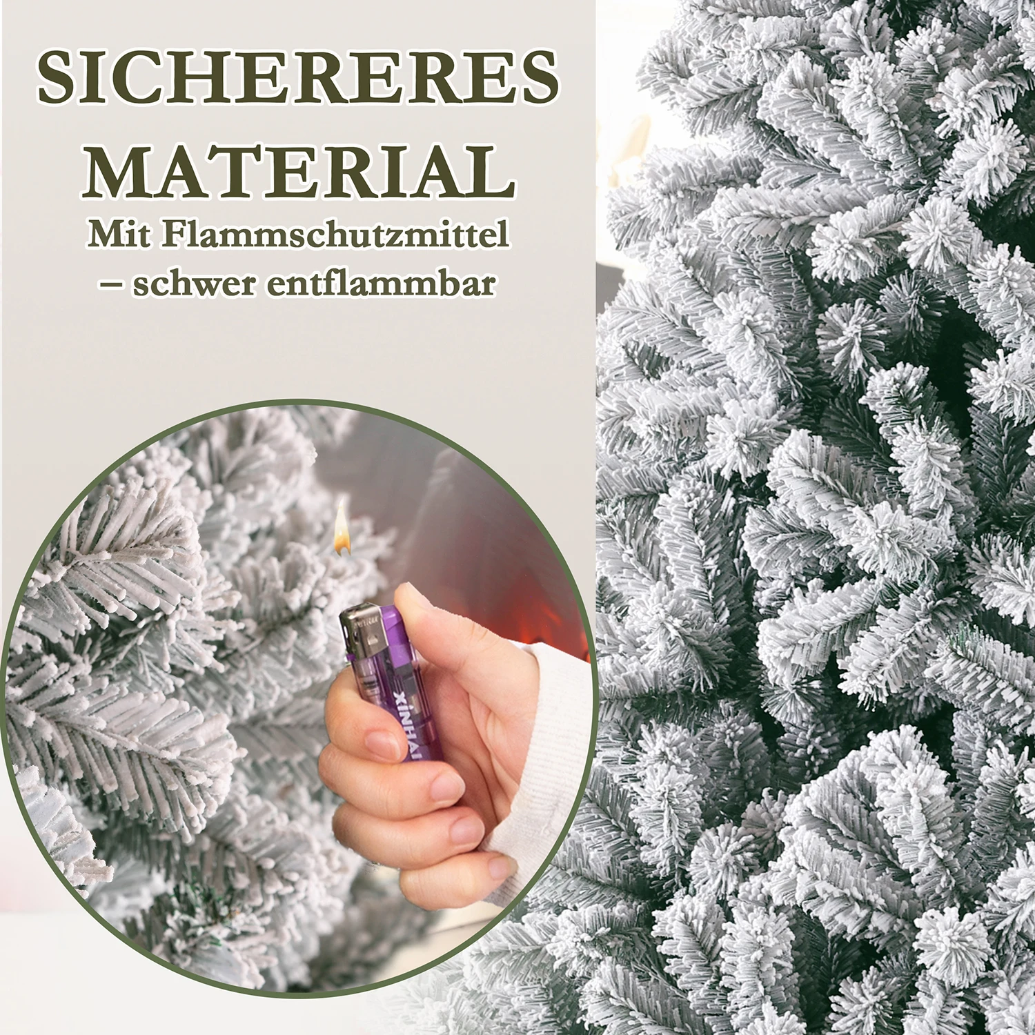 180/210 cm weißer Schnee, künstlicher Weihnachtsbaum aus PVC mit Metallständer, 1006/1298 Spitzen, faltbarer Baum und Party-Dekoration für drinnen und draußen – Detail 3