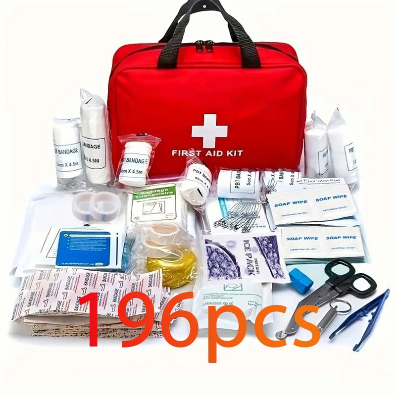 

196 Pieces First Aid Kit, Outdoor Survival Emergency Kit, Full range for workplace, home, car, camping, travelling, sports Mini