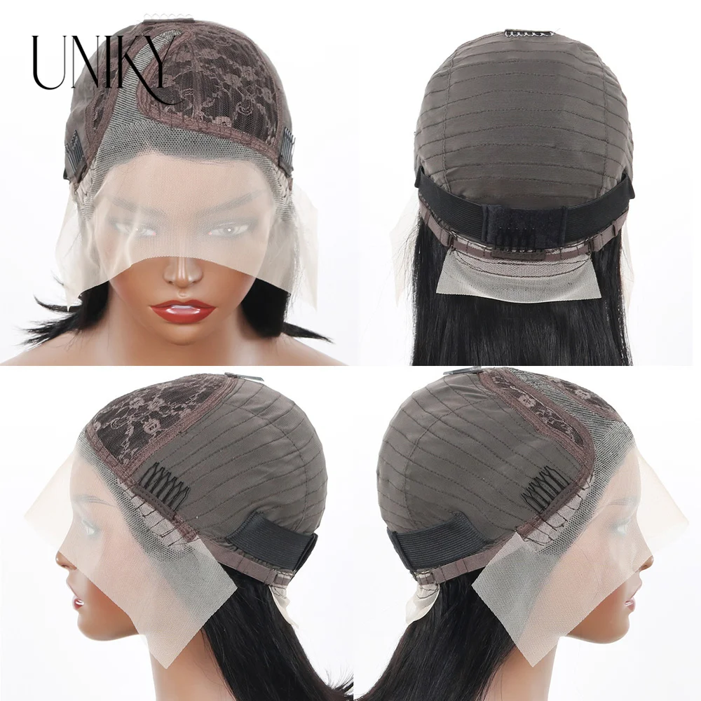 Side Part Bob Wigs Bone Straight Human Hair Wigs For Black Women Peruvian Pre-Plucked T Part Lace Wig 10 12Inch Short Bob Wig