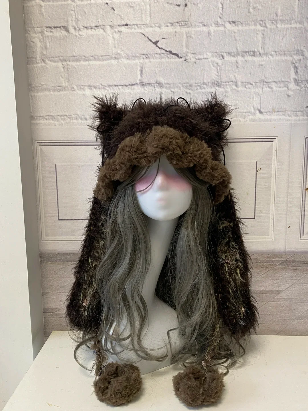 

Vintage Faux Fur Bunny Beanie with Detachable Ears Cosplay Costume Halloween Hat Custom Hat Yarn Hat Handmade Crochet Cat Ear