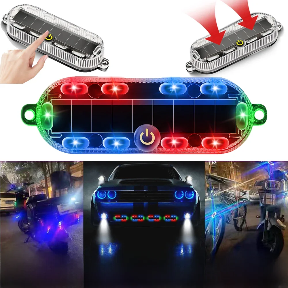 Feu d'avertissement clignotant solaire LED, clignotant de sécurité par lumière stroboscopique réglable, feu de stationnement automatique, voyant d'avertissement arrière