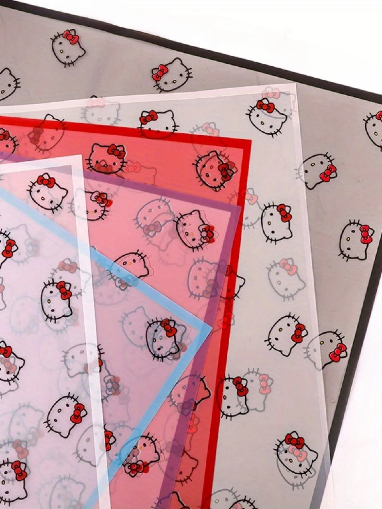 20pcs HelloKittye Gift Wrap Paper Cartoon Patterned Waterproof Wrapping Sheets with Ribbon for DIY Crafts Gifts