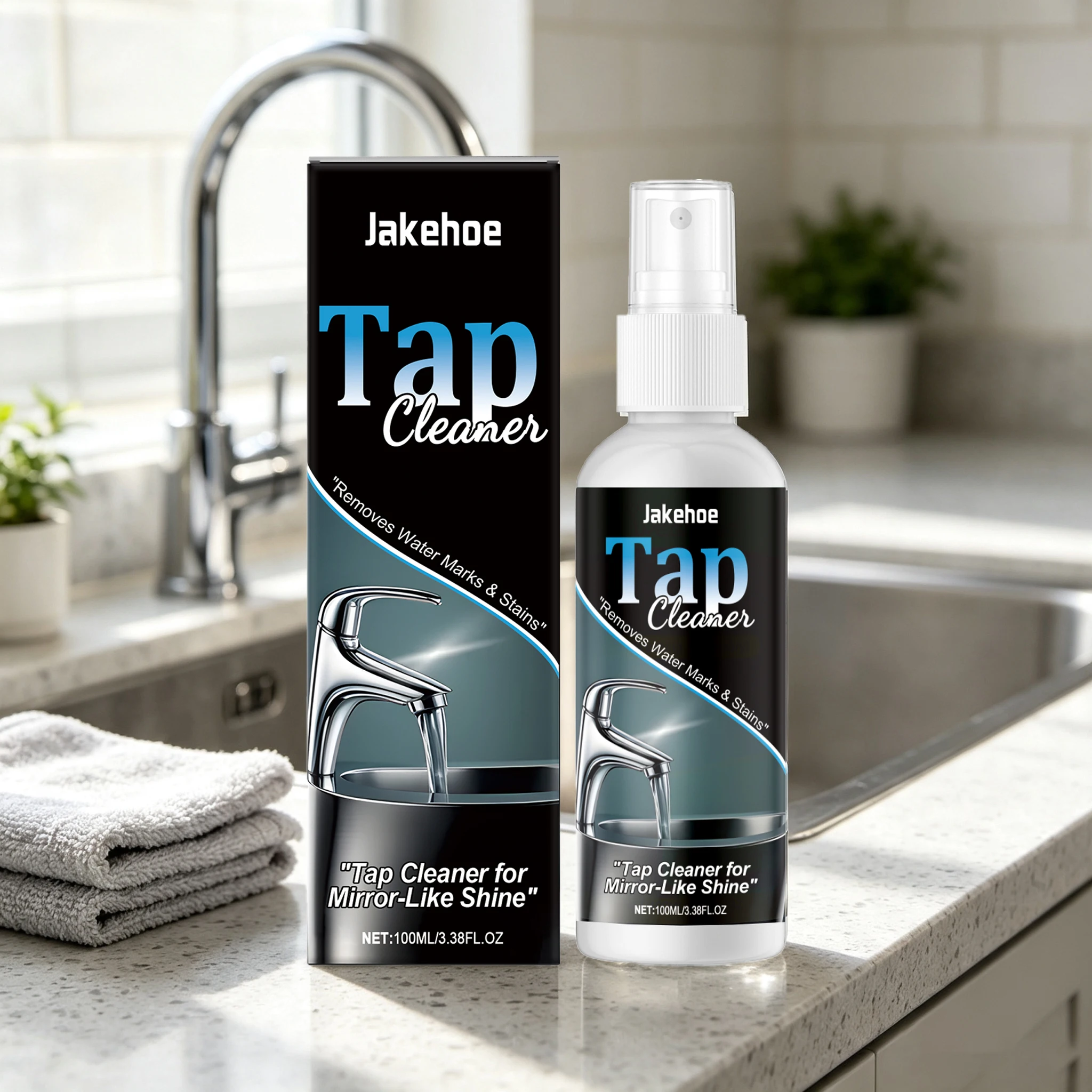 100ML Household Faucet Cleaner Spray Effective Remove Stubborn Water Stains Lasting Cleaning Dirts Restoring Gloss Dissolving Stains Multipurpose Faucet Cleaner