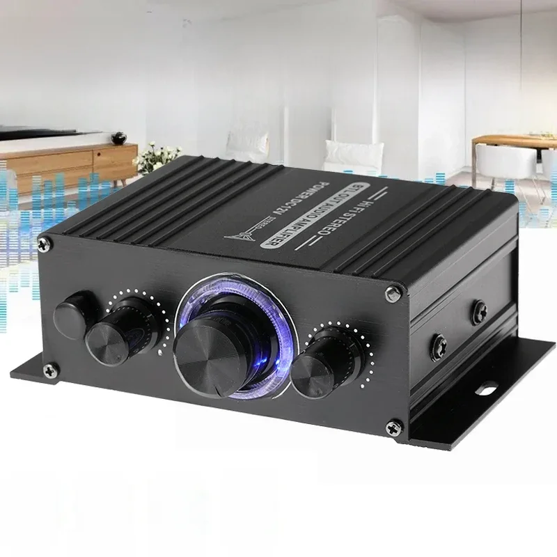 AK170 Mini amplificateur Audio de puissance numérique pour voiture amplificateur Audio stéréo à lumière bleue pour Home cinéma Club fête musique 200Wx2 puissance