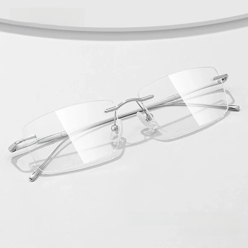 O-Q CLUB Ultralichte Titanium Lezen Brilmonturen Mannen Mode Eenvoudige Randloze Bijziendheid Bril Aangepaste Bril - afbeelding 2