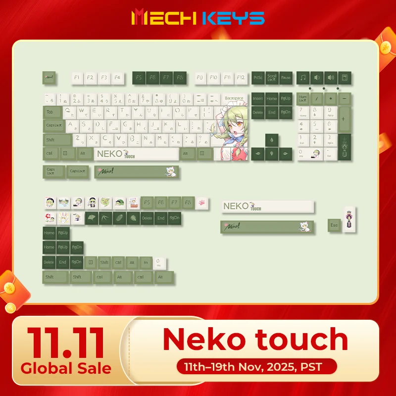 

Набор колпачков для клавиш uсоздание сенсорного вишневого профиля Neko, материал PBT, сублимационный процесс, 157 клавиш для механической клавиатуры, раскладка ANSI