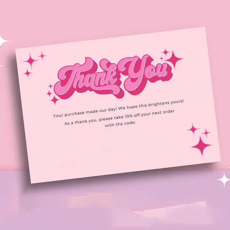 Customized small size 200 pieces with logo 5.4*9 thank you card for wig label after-sales feedback thank you paper card