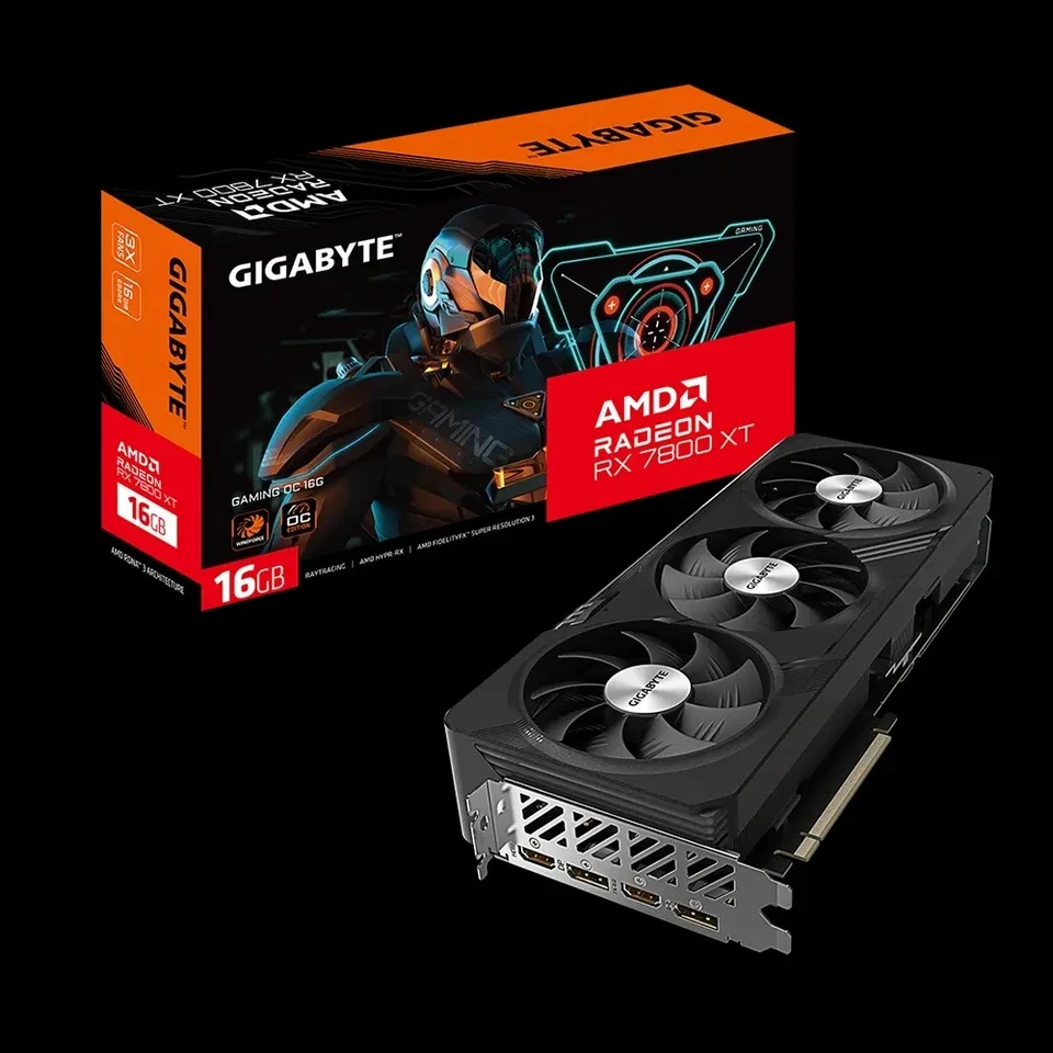 Usato GIGABYTE-AMD RX7800 XT GAMING OC 16G scheda grafica a tre ventole, Placa de vorideo, GDDR6, 256 bit, PCIe 4.0,