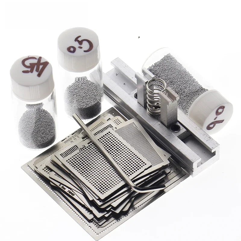 27 sztuk szablonów BGA Sik tin Fixture Tin solder ball Narzędzia do lutowania BGA Reballing StationCombination tools Jig Kit — zdjęcie 2