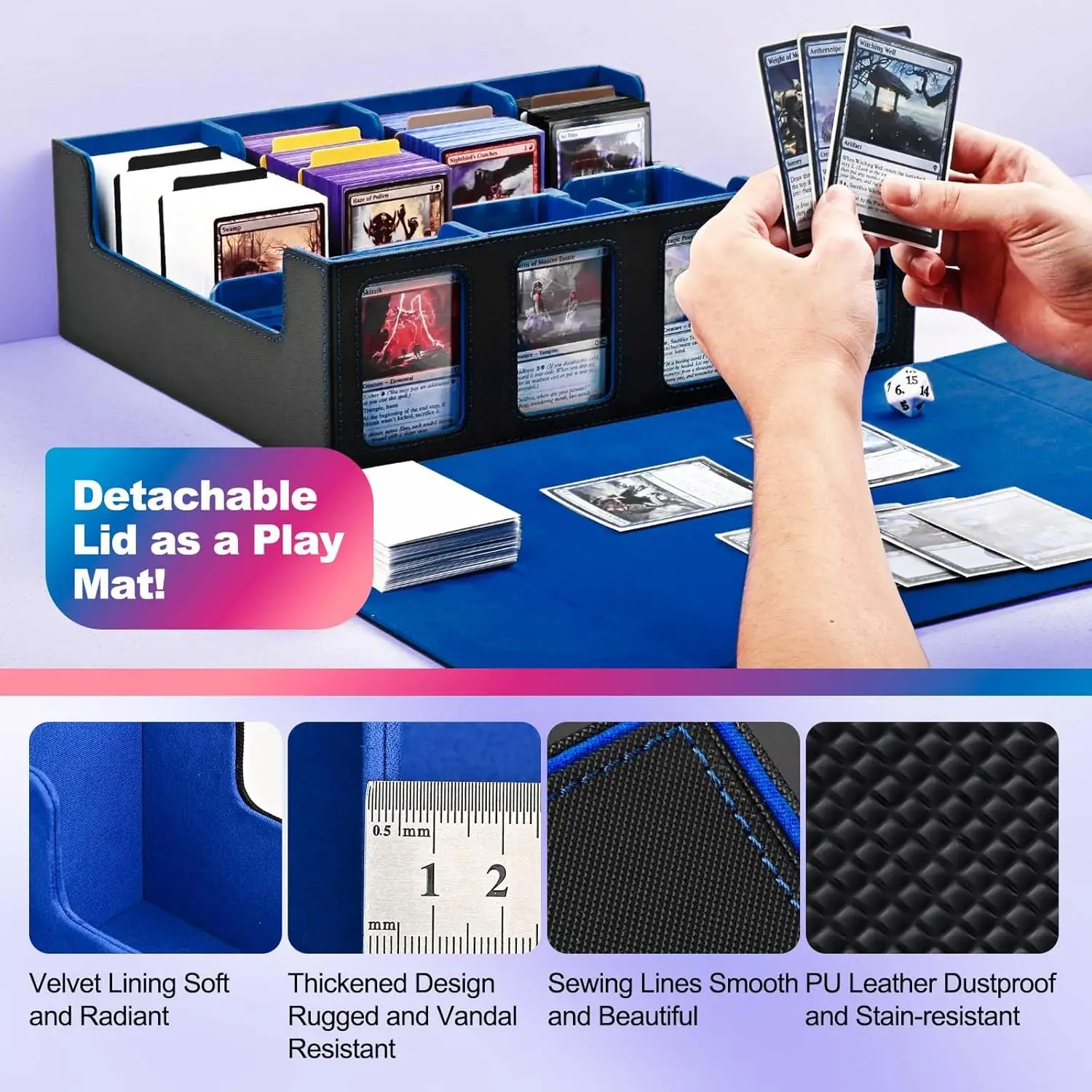 صندوق تخزين بطاقات التداول TINTEK، أكثر من 2400 بطاقة، جلد PU، إغلاق مغناطيسي، لـ MTG، Yu-Gi-Oh، البطاقات الرياضية. #2